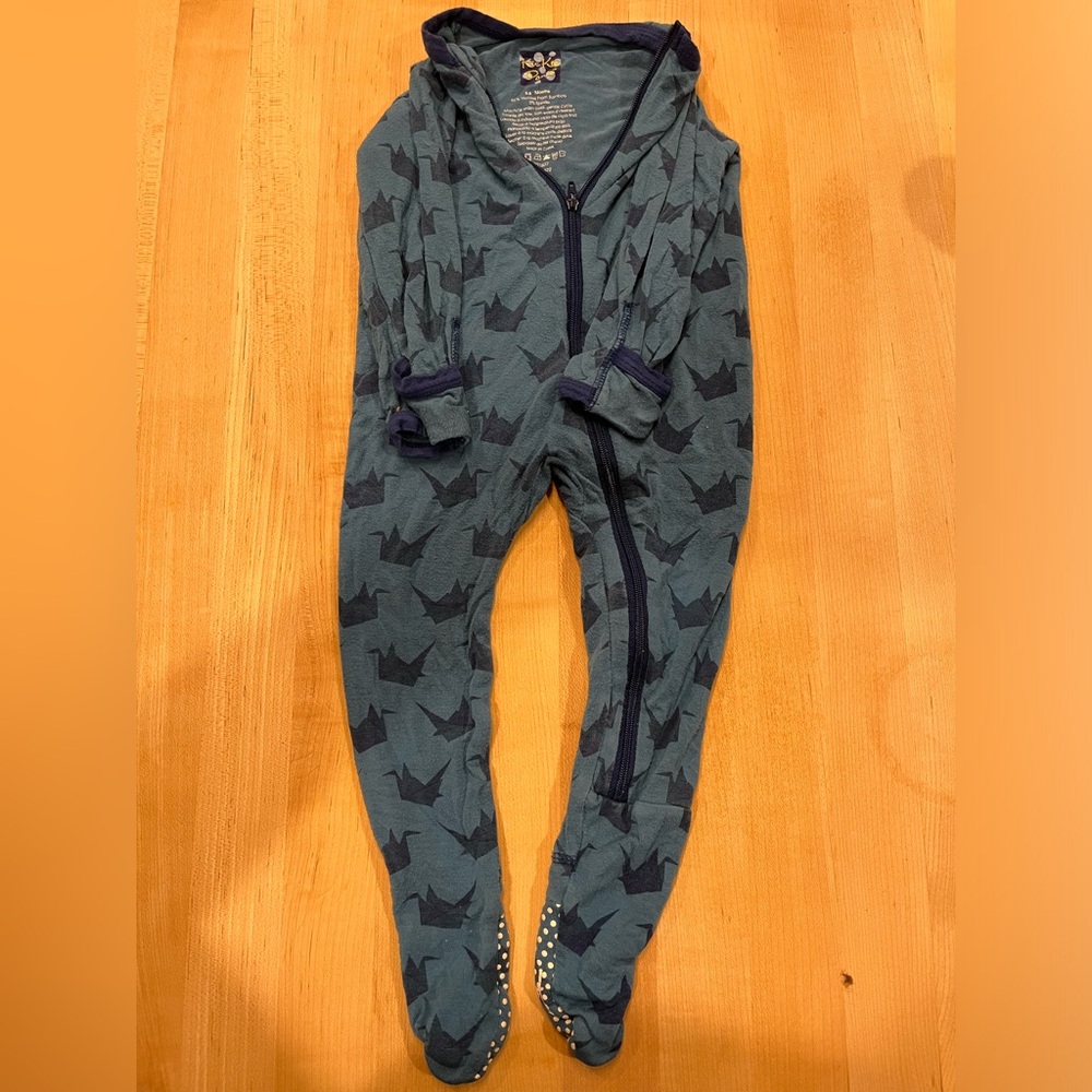 Kickee pants paper crane onesie 6-9 months zipper closure